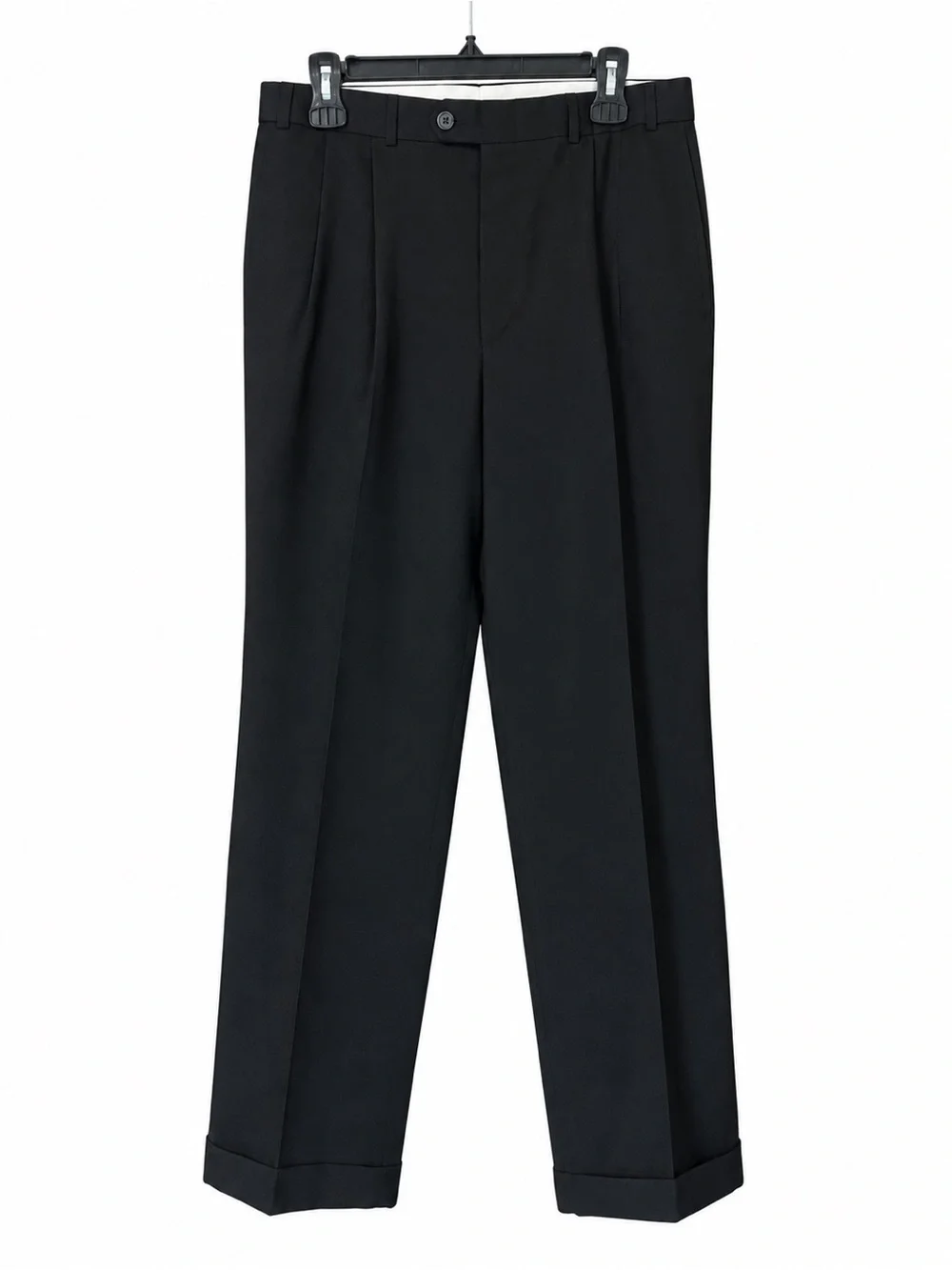 Lauren Ralph Lauren Classics Black Wool Pleated Dress Pants Cuffed Mens 36 X 30